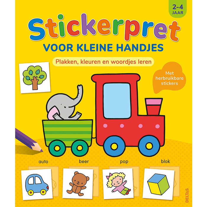 Deltas Stickerpret voor kleine handjes (2-4 jaar) plakken, kleuren, woordjes leren