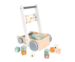 Janod Houten speelgoed - Buggy, Duwkar blokken abc - Sweet Cocoon