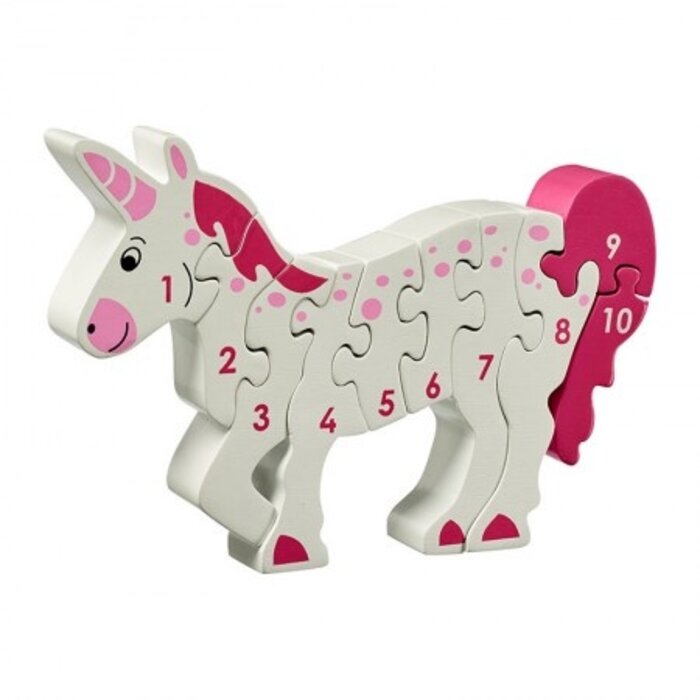 Lanka Kade Cijfer houten puzzel - 1 tot 10 Eenhoorn (10 stuks)