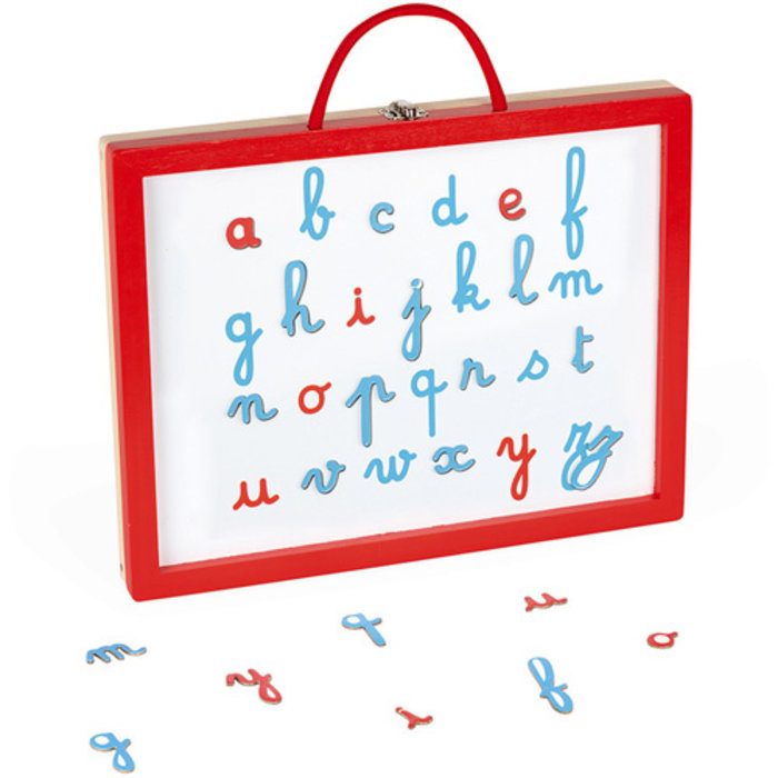 Janod School/magneetbordkoffer 4 in 1 - kleine letters leren
