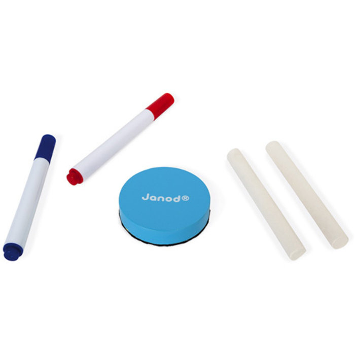 Janod School/magneetbordkoffer 4 in 1 - kleine letters leren