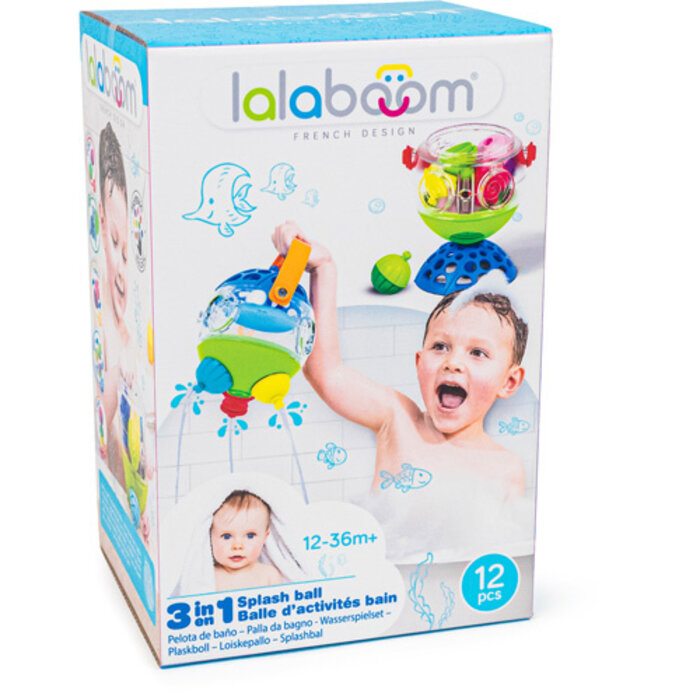 Lalaboom Badspeelgoed - plonsbal en educatieve kralen (12 stuks)