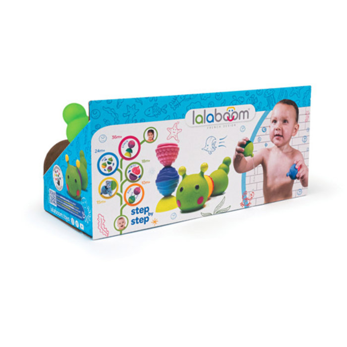 Lalaboom Badspeelgoed - rups van educatieve kralen (8 stuks)