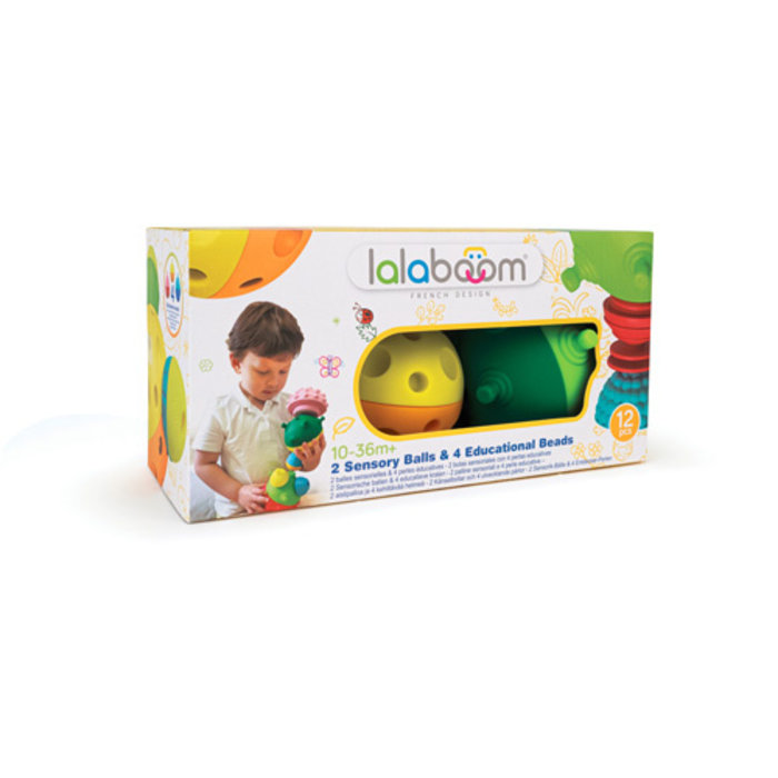 Lalaboom Sensorische ballen en educatieve kralen ( 12 stuks )