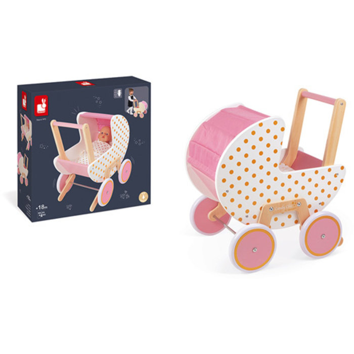Janod Houten poppenwagen - candy chic