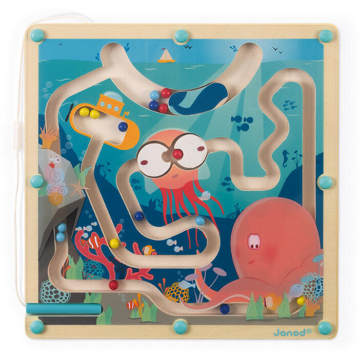 Janod Houten behendigheidsspel - magnetische doolhof, Oceaan