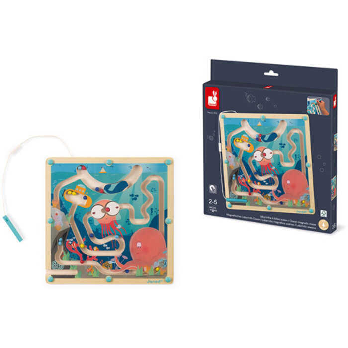 Janod Houten behendigheidsspel - magnetische doolhof, Oceaan