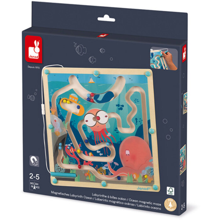 Janod Houten behendigheidsspel - magnetische doolhof, Oceaan