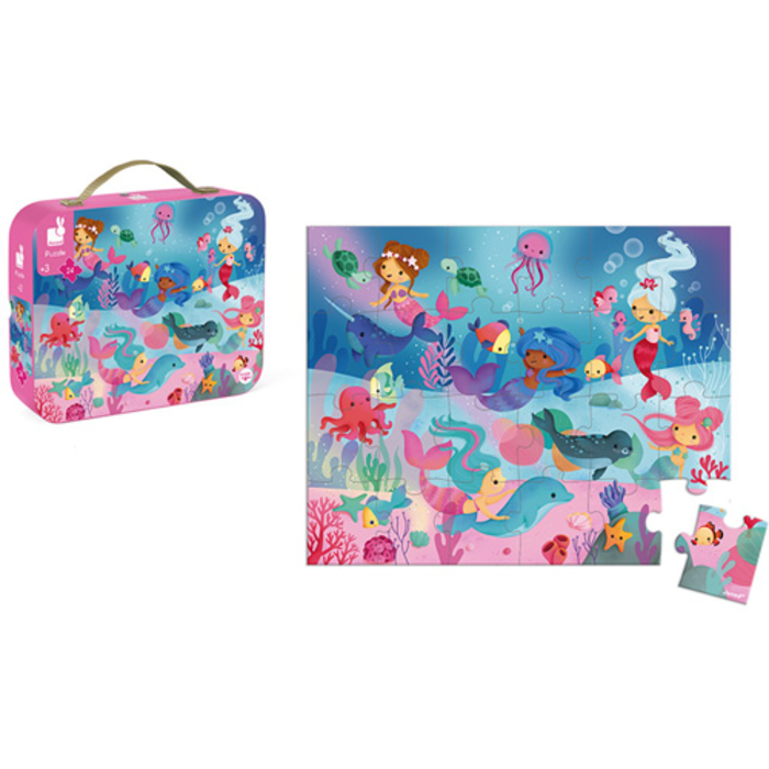 Janod Puzzelkoffer - zeemeerminnen (24 stukjes)