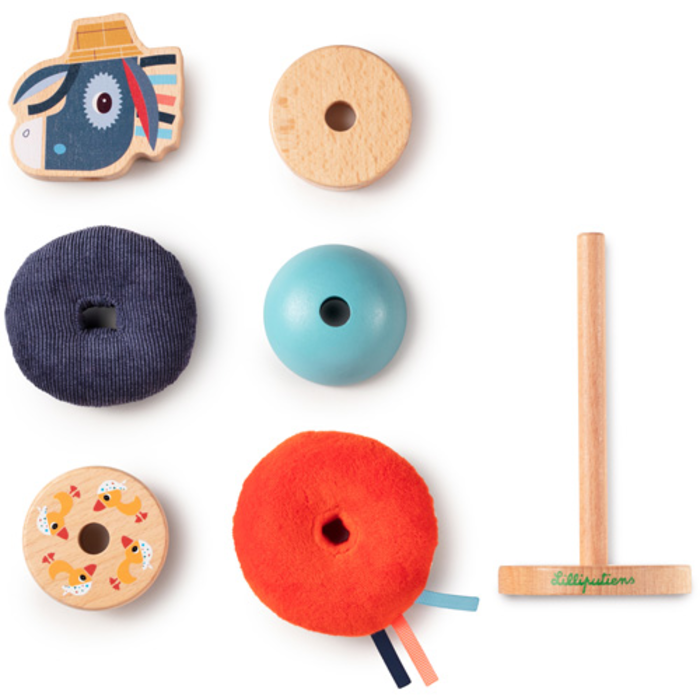 Lilliputiens Houten en stoffen stapelpiramide - Ignace