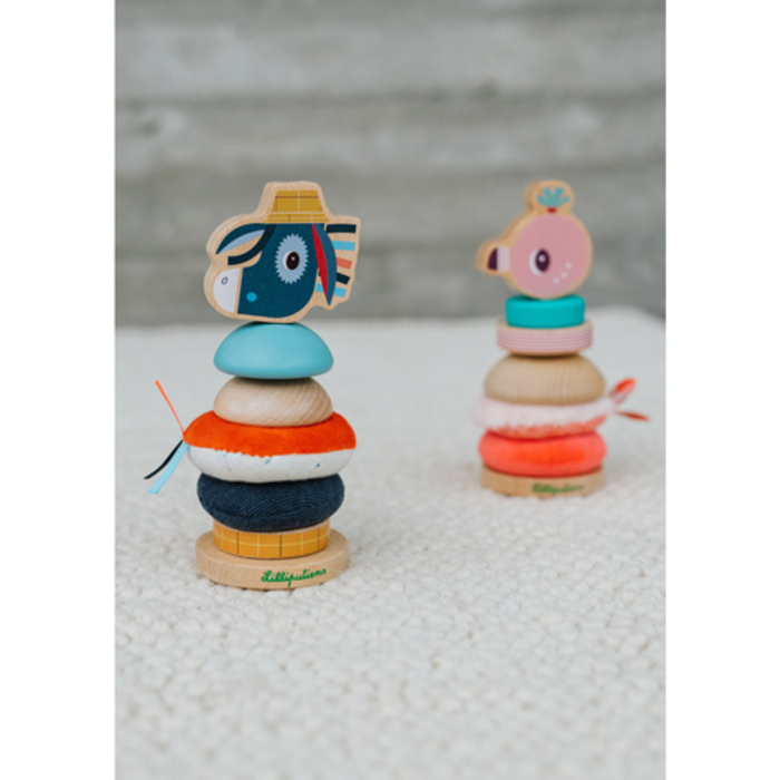 Lilliputiens Houten en stoffen stapelpiramide - Ignace