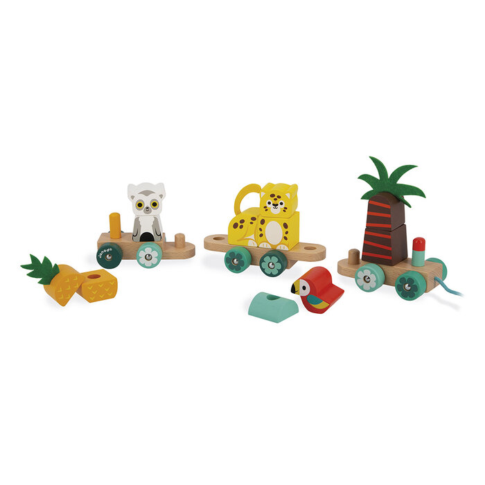 Janod Houten speelgoed -tropic - trekfiguur, trein tropen express