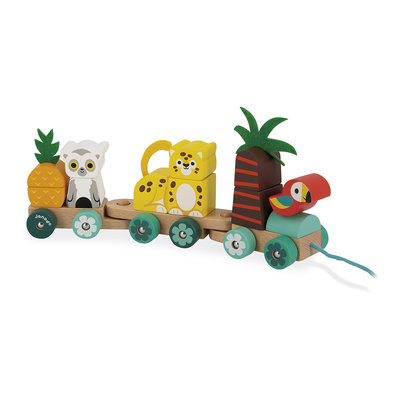 Janod Houten speelgoed -tropic - trekfiguur, trein tropen express