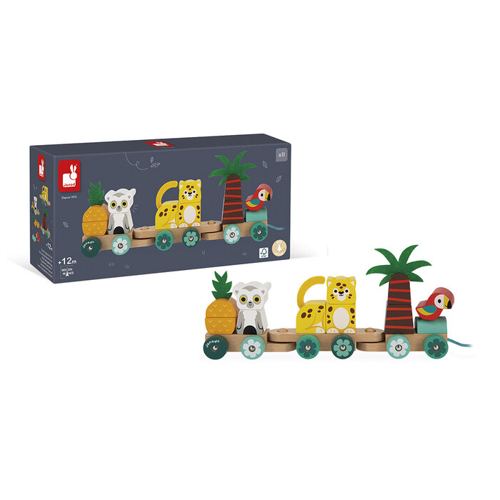 Janod Houten speelgoed -tropic - trekfiguur, trein tropen express