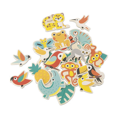 Janod Magneetset hout - tropisch - 24-delig
