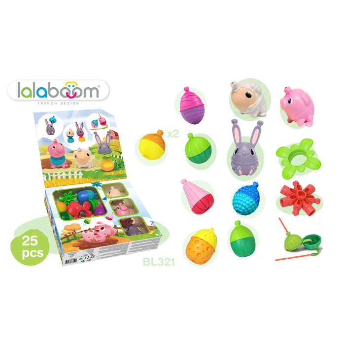 Lalaboom Educatieve kralen - boerderij cadeaudoos (25 stuks)