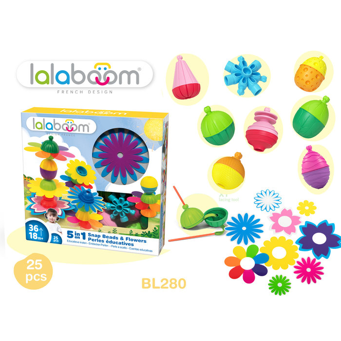 Lalaboom Educatieve kralen met bloemen (25 stuks)