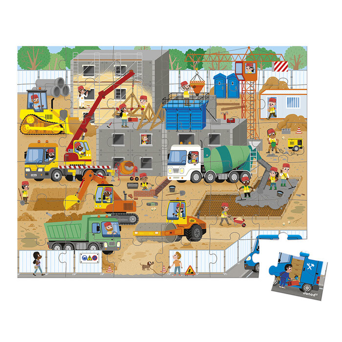 Janod Puzzelkoffer - op de Bouwplaats (36 stukjes)