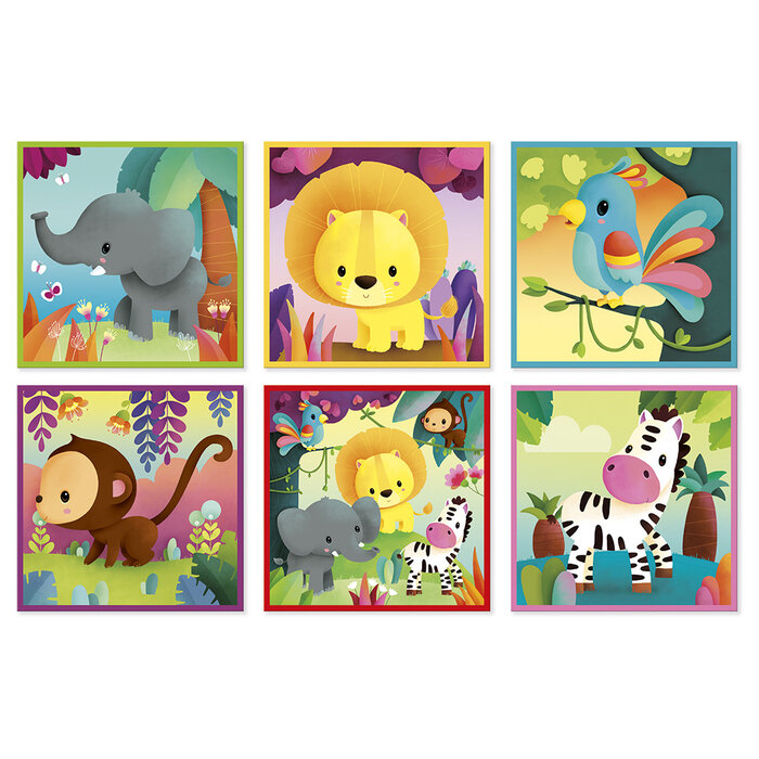 Janod Kartonnen blokpuzzel - jungle dieren (9 stuks)