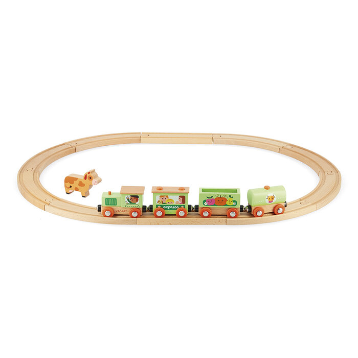 Janod Houten trein  (magnetisch) boerderij met rails