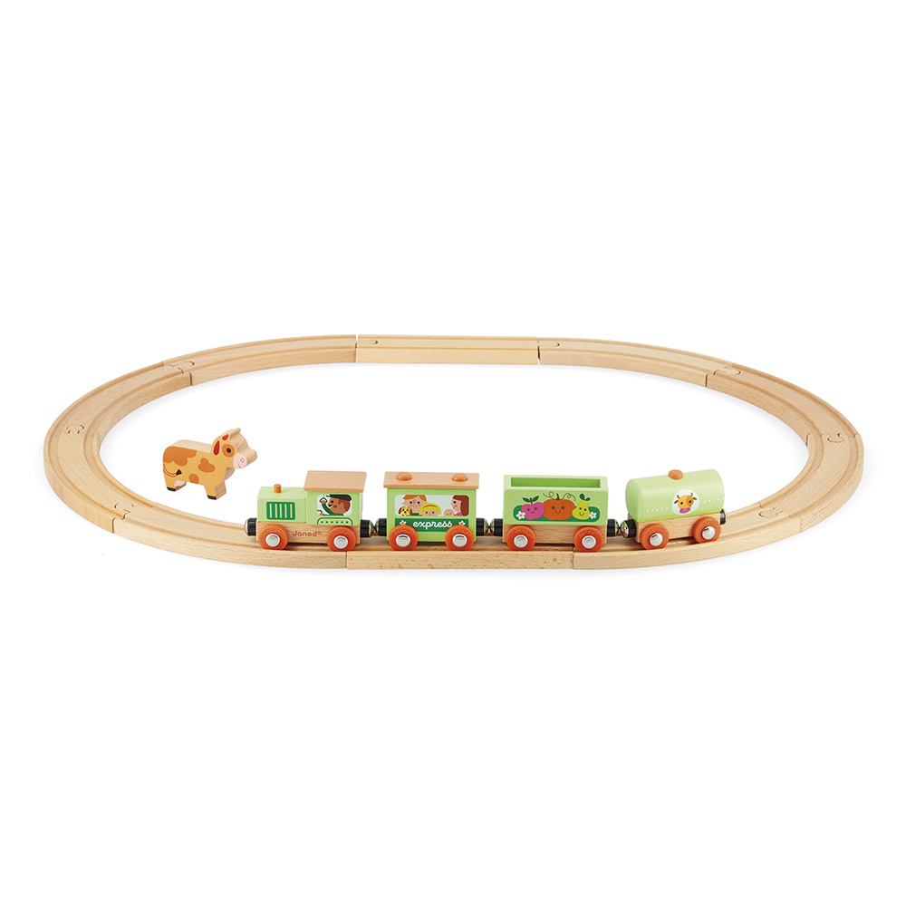 Geurloos Afdeling Haarvaten Janod, Houten trein (magnetisch) boerderij met rails, 3+, op voorraad -  Educatief Speelgoed