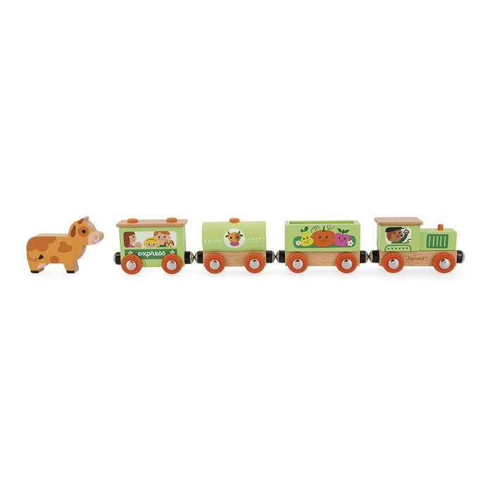 Janod Houten trein  (magnetisch) boerderij met rails