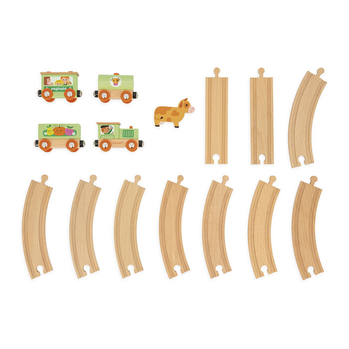 Janod Houten trein  (magnetisch) boerderij met rails