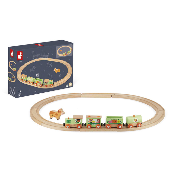 Janod Houten trein  (magnetisch) boerderij met rails