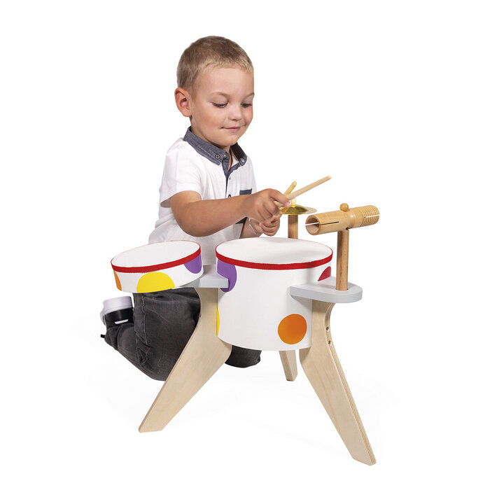 Janod Confetti houten drumstel