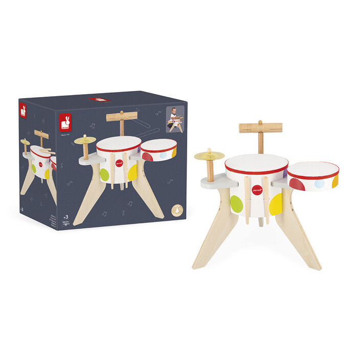 Janod Confetti houten drumstel