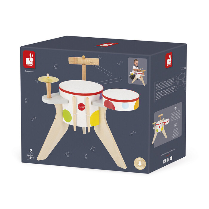 Janod Confetti houten drumstel