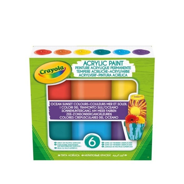 Crayola Acrylverf - ocean sunset tinten, 6 stuks