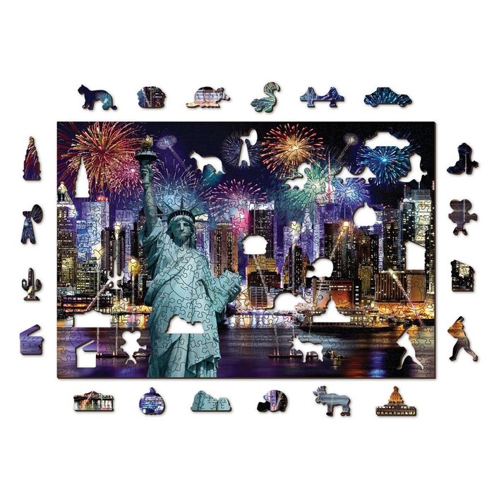 Wooden City Wooden City New York by Night - Houten puzzel  ( 505 stukjes)