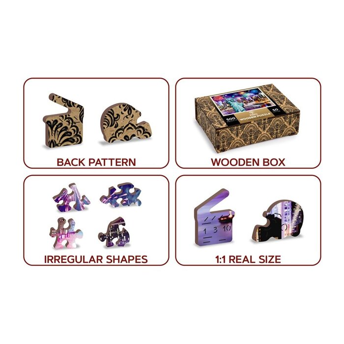 Wooden City Wooden City New York by Night - Houten puzzel  ( 505 stukjes)