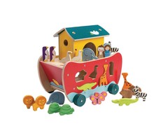 Tender Leaf Toys Houten speelgoed - vormensorteerboot - de ark van Noah