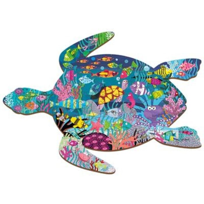 Ludattica Houten puzzel - oceaan in de vorm van een schildpad (48 stuks incl 12 vormen)