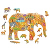 Ludattica Houten puzzel - savanne in de vorm van een olifant (48 stuks incl 12 vormen)