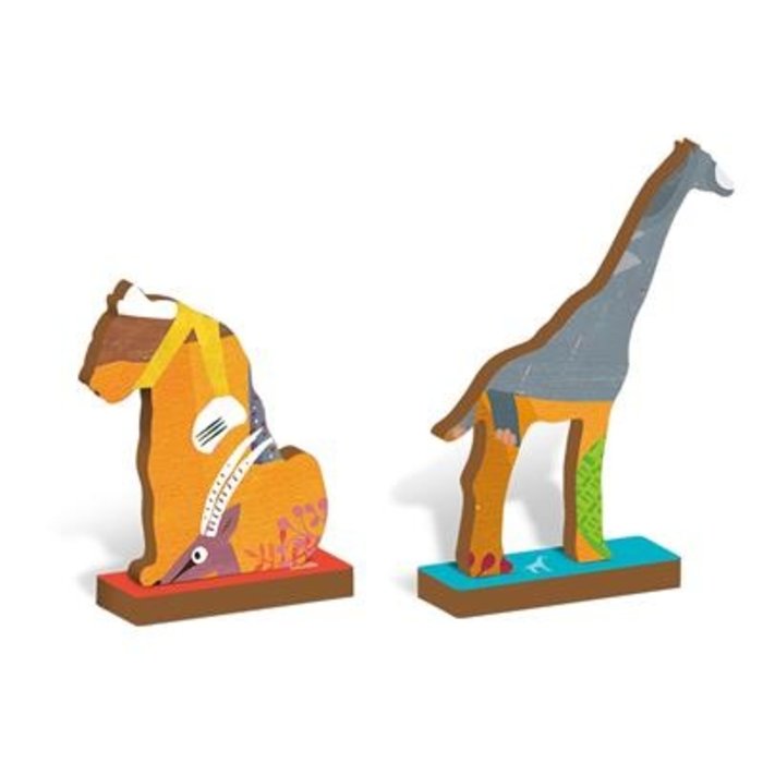 Ludattica Houten puzzel - savanne in de vorm van een olifant (48 stuks incl 12 vormen)