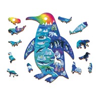 Ludattica Houten puzzel - pooldieren in de vorm van een pinguin (48 stuks incl 12 vormen)
