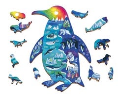 Ludattica Houten puzzel - pooldieren in de vorm van een pinguin (48 stuks incl 12 vormen)
