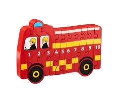 Lanka Kade Cijfer houten puzzel - 1 tot 10 brandweerauto (10 stuks)