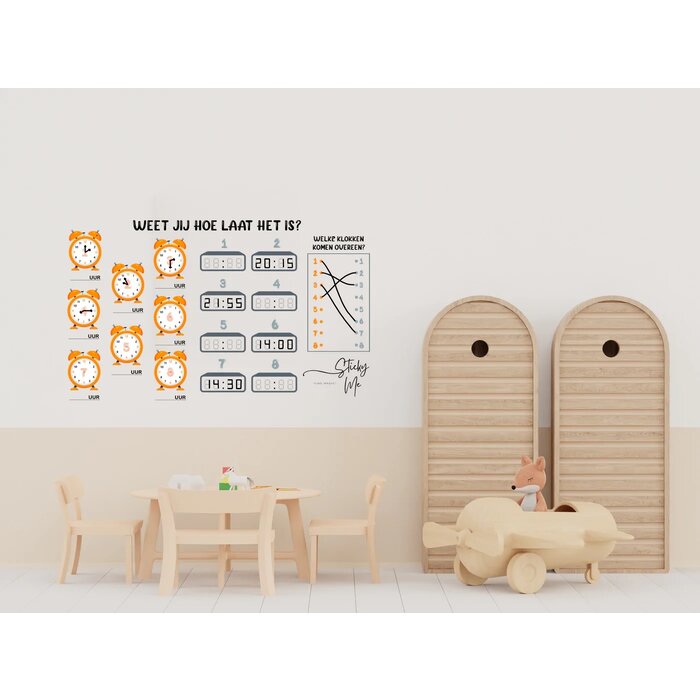 StickyMe Muursticker - klok leren kijken (analoog en digitaal)