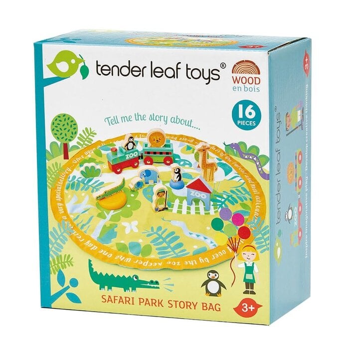 Tender Leaf Toys Houten speelgoed - Safaripark in opbergzak
