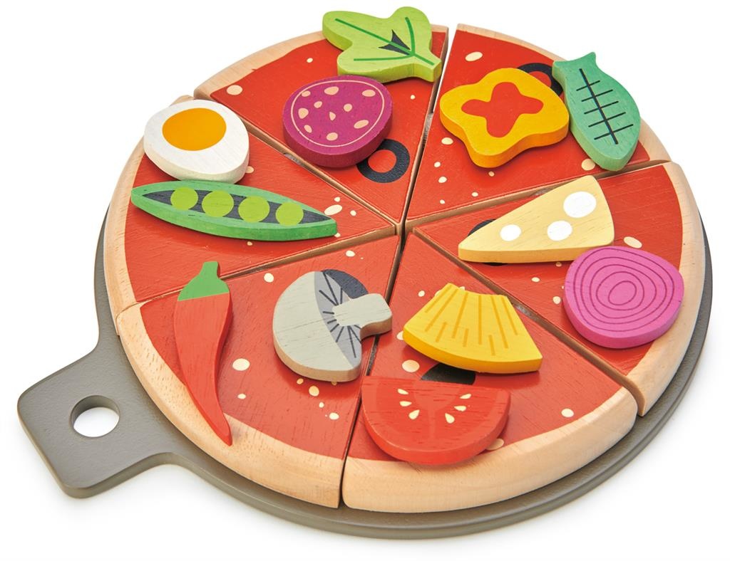 Smelten Dicht werkzaamheid Tender leaf, Houten speelgoed - pizza party, 6 stuks, 12 toppings, 3+ -  Educatief Speelgoed