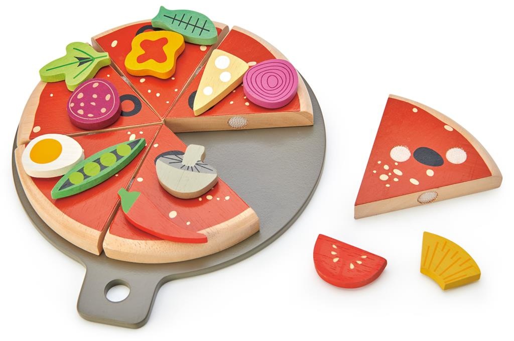 Tender leaf, Houten speelgoed - pizza party, 6 stuks, 12 3+ - Educatief Speelgoed