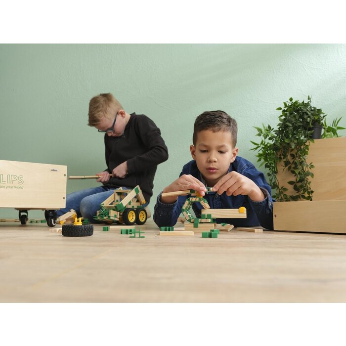 JOIN CLIPS Basis, Home editie - 200 clips + 40 houten (bouw)plankjes + speel-opbergkleed