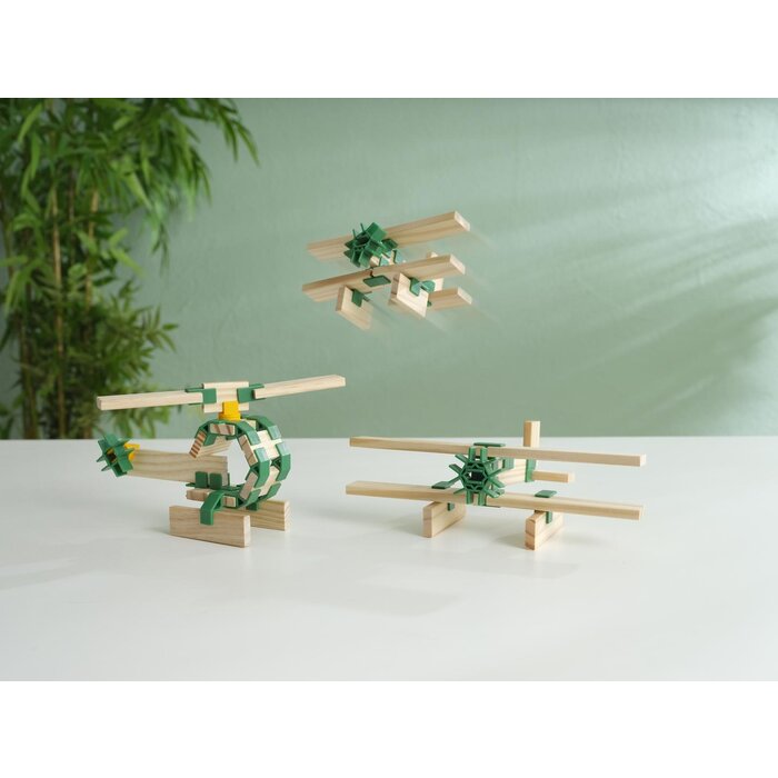 JOIN CLIPS Basis, Pro editie - 400 clips + 80 houten (bouw)plankjes + speel-opbergkleed