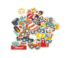 Janod Magneetset hout - auto's - 24-delig