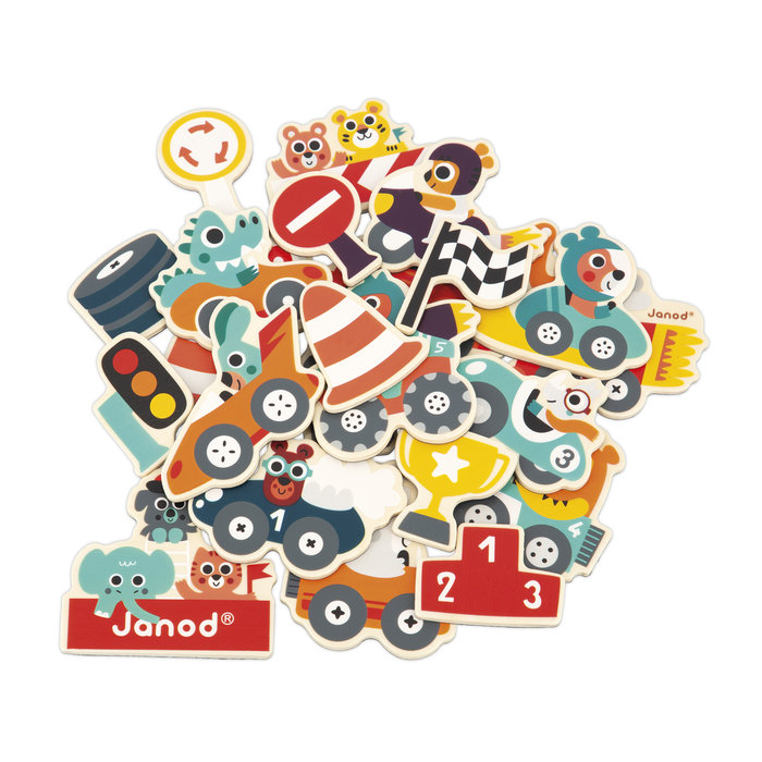 Janod Magneetset hout - auto's - 24-delig