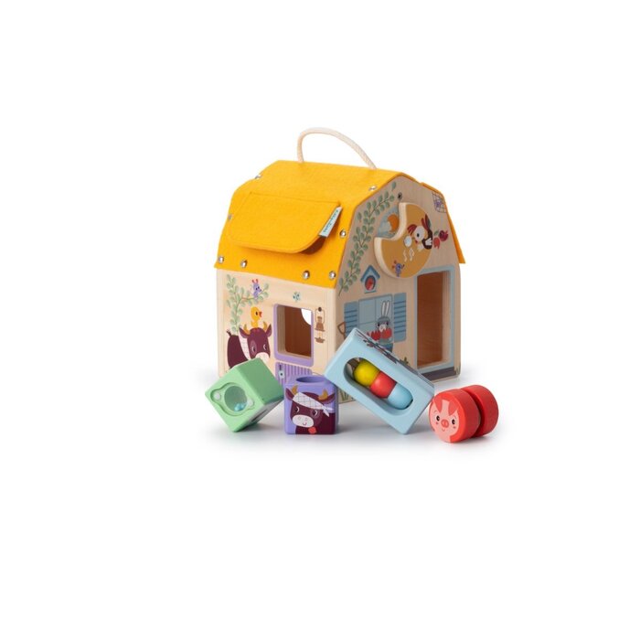 Lilliputiens Houten Ontdekkingshuis met geluid en vormen